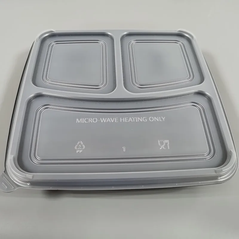 

3 compartment Microwave pp plastic degradable food storage disposable take away food container