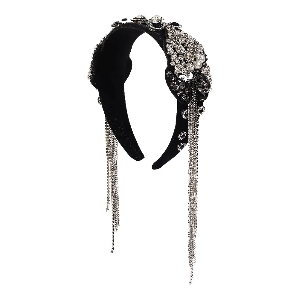 High Quality Designer Girls Hair Accessories Elegant Velvet Headband With Bling Crystal Bead&Long Tassel For Party Fashion Show
High Quality Designer Girls Hair Accessories Elegant Velvet Headband With Bling Crystal Bead&Long Tassel For Party Fashion Show