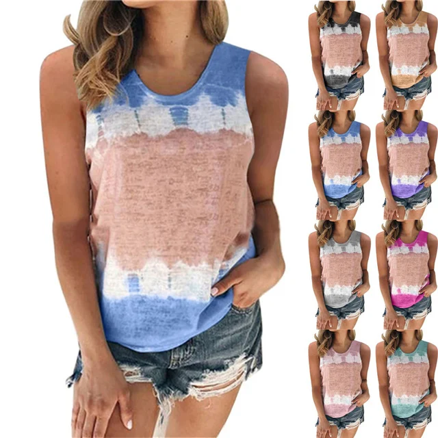 2021 Summer Hot Sale Tank Top Fashion Tie-dye Loose Crew Neck Sleeveless Vest, Picture color
2021 Summer Hot Sale Tank Top Fashion Tie-dye Loose Crew Neck Sleeveless Vest, Picture color