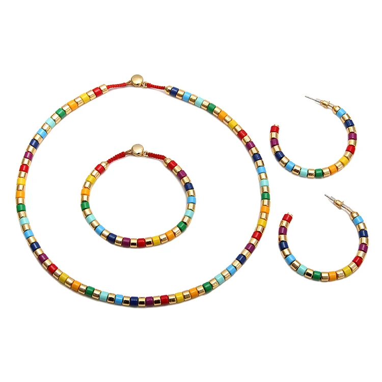 High Quality Nylon Rope Bracelet Enamel Earrings Rainbow Jewelry Set Necklace, Rainbow color
High Quality Nylon Rope Bracelet Enamel Earrings Rainbow Jewelry Set Necklace, Rainbow color