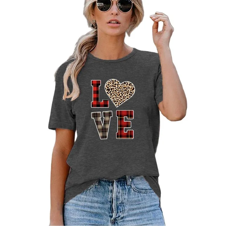 Women Sweet Love Leopard Plaid Graphic Female Print Valentine's Day Top Clothes Lady Ladies Womens Tee T-Shirt T Shirt T-shirts
Women Sweet Love Leopard Plaid Graphic Female Print Valentine's Day Top Clothes Lady Ladies Womens Tee T-Shirt T Shirt T-shirts