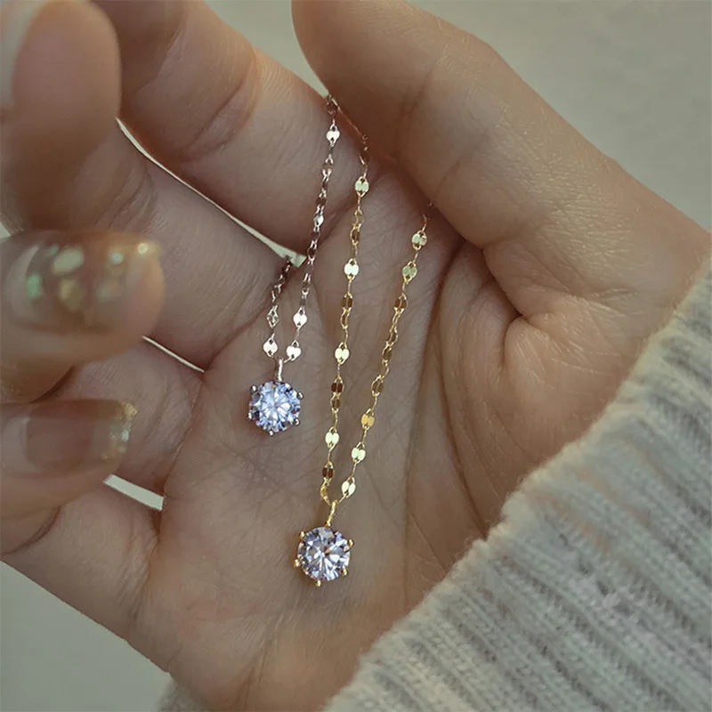 Fashionable Simple Gold Silver Plated 925 Sterling Silver Round CZ Zircon Pendant Necklace For Women
Fashionable Simple Gold Silver Plated 925 Sterling Silver Round CZ Zircon Pendant Necklace For Women
