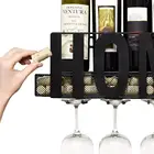 Bottle Glasses Shelf Stemware Decorative Kitchen Hanging Home Metal Wall Mounted unique Wine Rack with Cork Storage