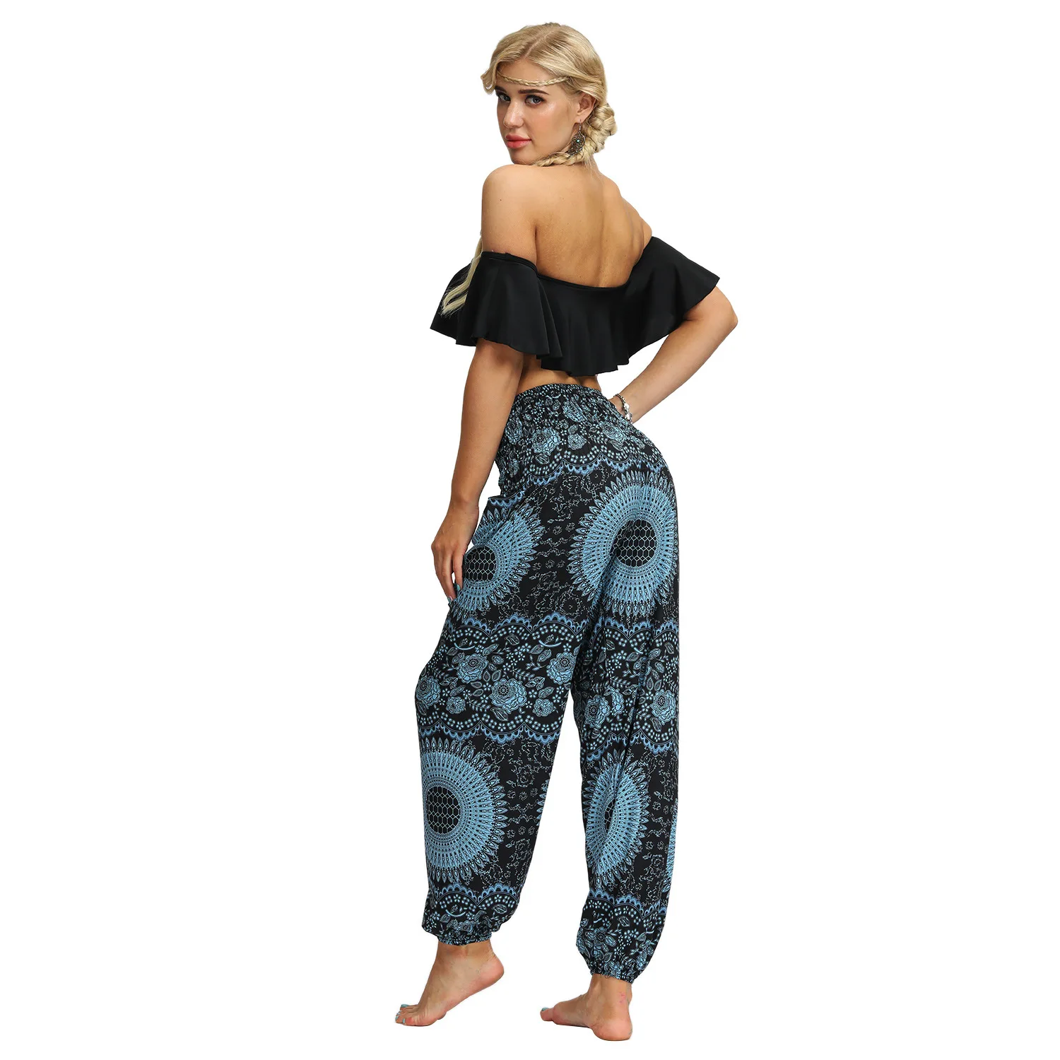 Women's Boho Pants High Waist Yoga Print Hippie Summer Beach Pants for Travel Vacation 2020 hot selling