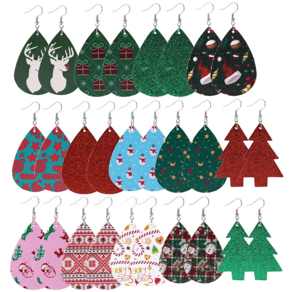 New Fashion Christmas Print Geometric Water-Drop Shaped PU Leather Earrings For Women Party Dangle Earrings Jewelry, Picture
New Fashion Christmas Print Geometric Water-Drop Shaped PU Leather Earrings For Women Party Dangle Earrings Jewelry, Picture