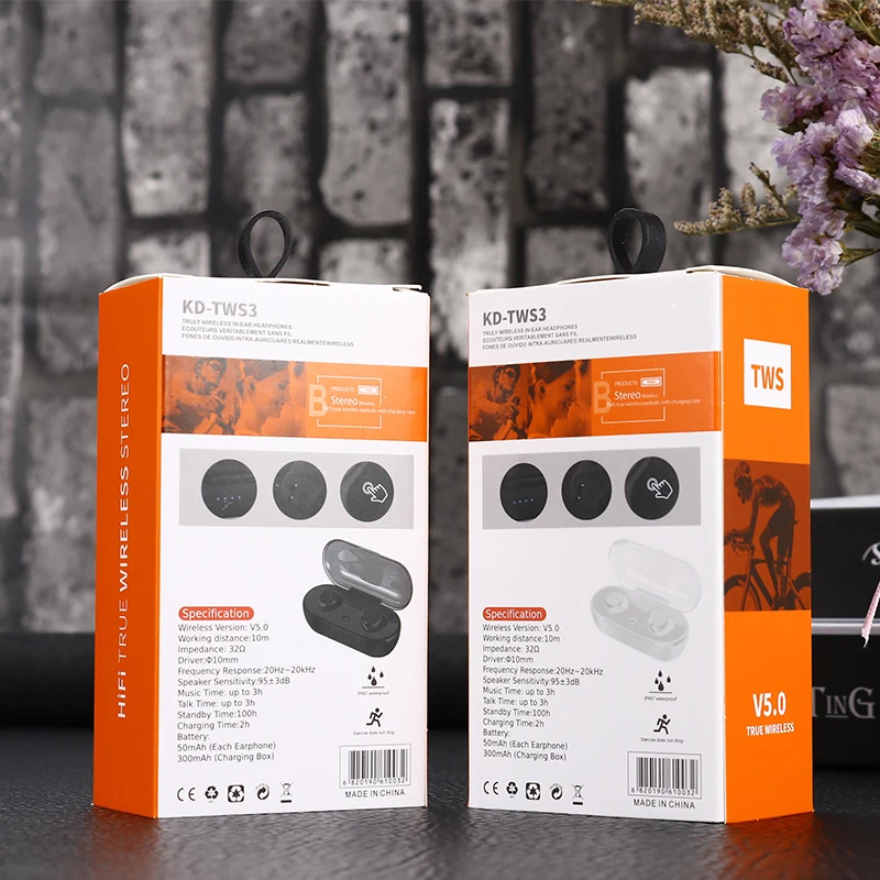 KADUN TWS3 True Wireless Stereo Earbuds bluetooths 5.0 version with white black colour - ANKUX.COM