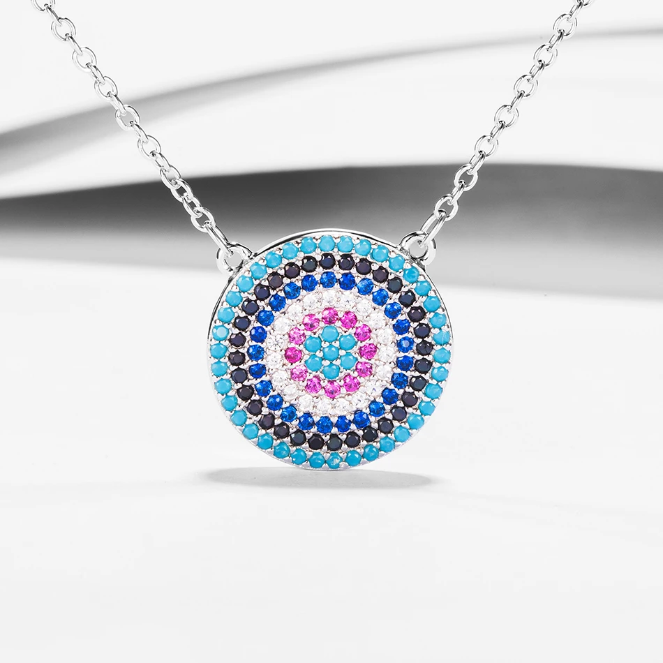 Classic Design 100% 925 Sterling Silver Necklace With Colorful CZ Blue Eye Pendants Necklaces Fit Women Silver Jewelry
Classic Design 100% 925 Sterling Silver Necklace With Colorful CZ Blue Eye Pendants Necklaces Fit Women Silver Jewelry