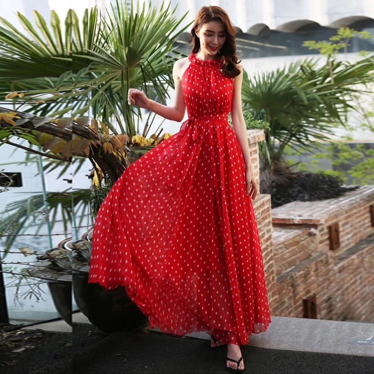 Ruffle Neck Women Polka Dot Chiffon Maxi Dress Summer Holiday Beach Casual Dresses Plus Size Woman Sexy Sleeveless Dresses robe
Ruffle Neck Women Polka Dot Chiffon Maxi Dress Summer Holiday Beach Casual Dresses Plus Size Woman Sexy Sleeveless Dresses robe