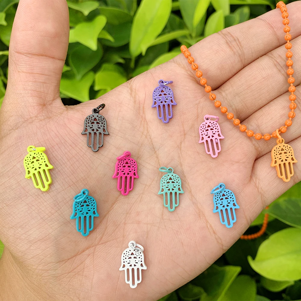 Rainbow Round Bead Chain Necklace Hollow-out Palm Shape Neon Color Enamel Pendant Couple Jewelry Gift
Rainbow Round Bead Chain Necklace Hollow-out Palm Shape Neon Color Enamel Pendant Couple Jewelry Gift
