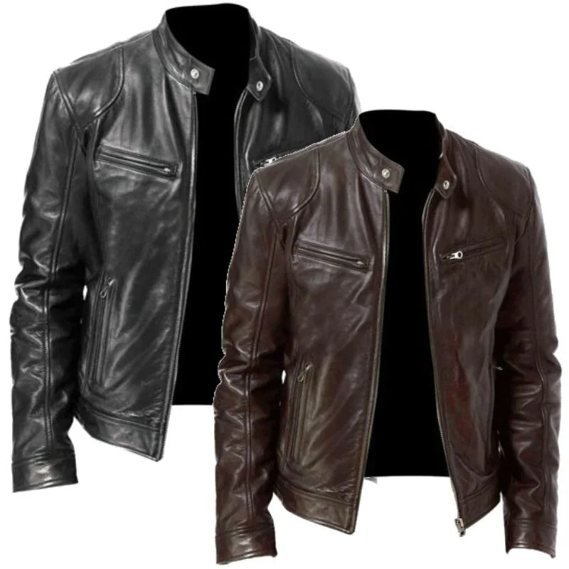 Winter business gentleman warm zipper cardigan pocket decoration PU leather jacket stand collar slim leather jacket
Winter business gentleman warm zipper cardigan pocket decoration PU leather jacket stand collar slim leather jacket
