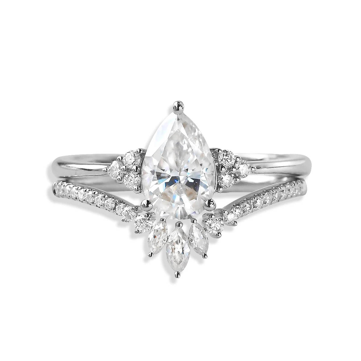 Luxury Fine Jewelry Rings Set Engagement Wedding 925 Sterling Silver 1 Carat Pear Cut Moissanite Rings Set Women
Luxury Fine Jewelry Rings Set Engagement Wedding 925 Sterling Silver 1 Carat Pear Cut Moissanite Rings Set Women