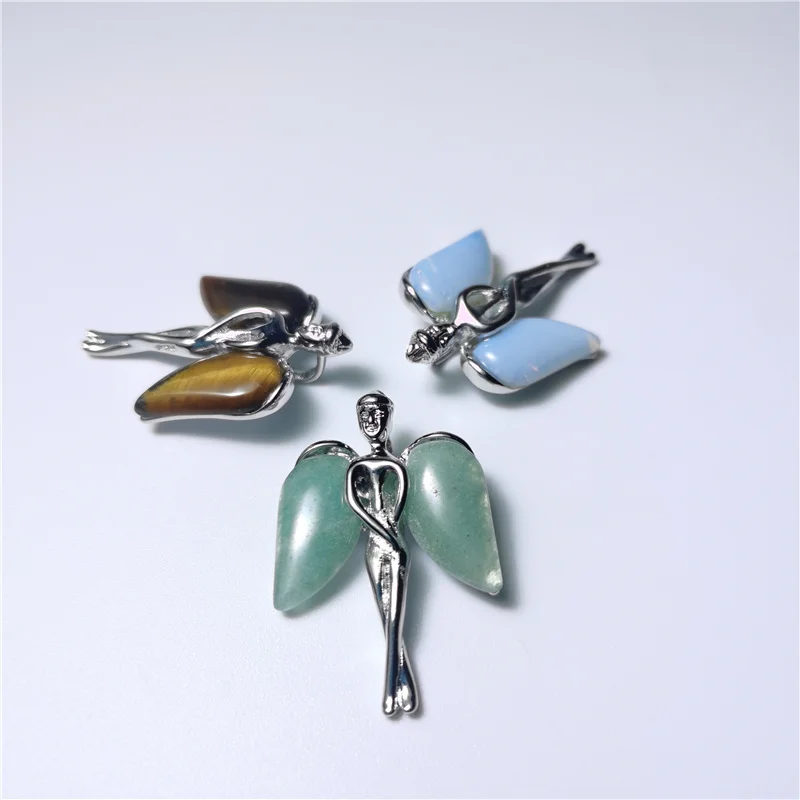 Natural Gemstone Healing Stone Angel Aura Quartz Crystal Angel Pendant For Gift, Mixed
Natural Gemstone Healing Stone Angel Aura Quartz Crystal Angel Pendant For Gift, Mixed