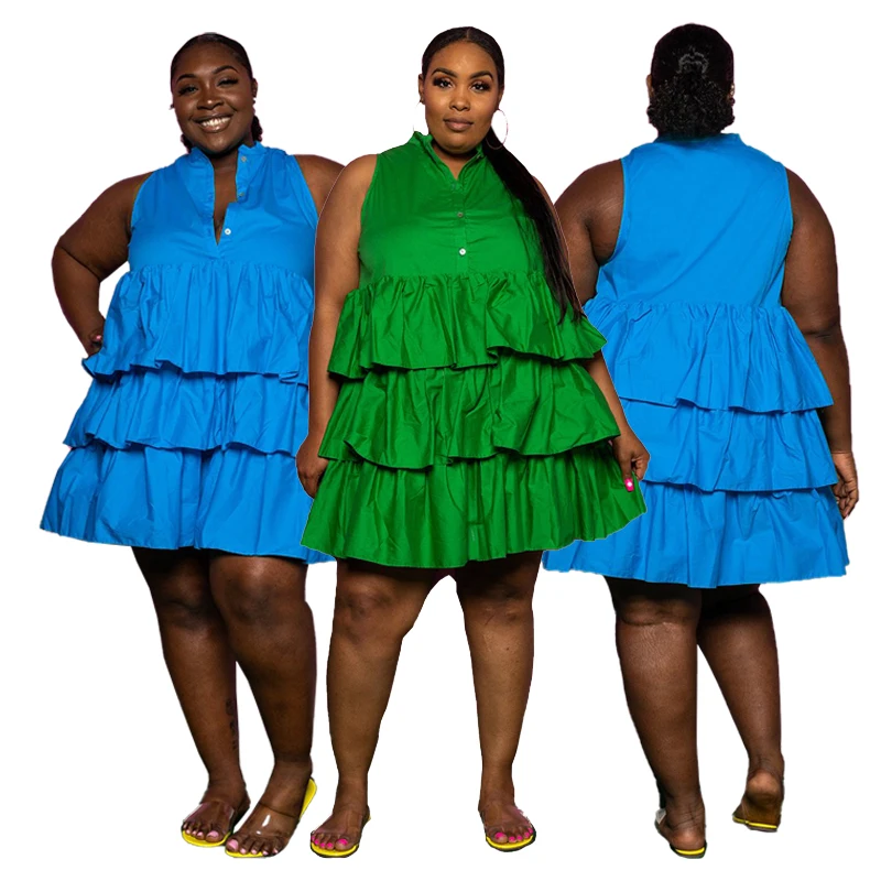 Amazon large size women dress 2022 Summer hot selling pure color button sleeveless loose plus size lady cake dress
Amazon large size women dress 2022 Summer hot selling pure color button sleeveless loose plus size lady cake dress