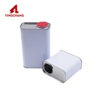 Custom empty square chemical tin can with plastic caps