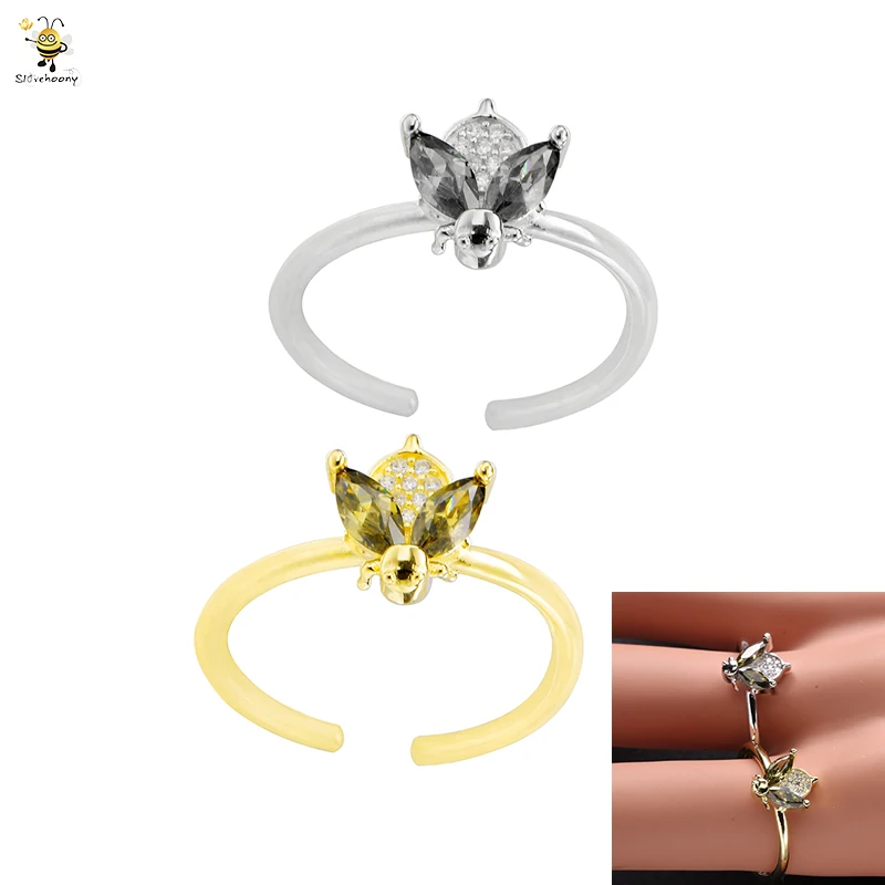 Slovehoony Original Design Fine Jewelry Insect 925 Sterling Silver Bling Anelli Bee Crystal Diamond Open Rings For Girls Anillos, Rose/silver/gold/clear/pink
Slovehoony Original Design Fine Jewelry Insect 925 Sterling Silver Bling Anelli Bee Crystal Diamond Open Rings For Girls Anillos, Rose/silver/gold/clear/pink