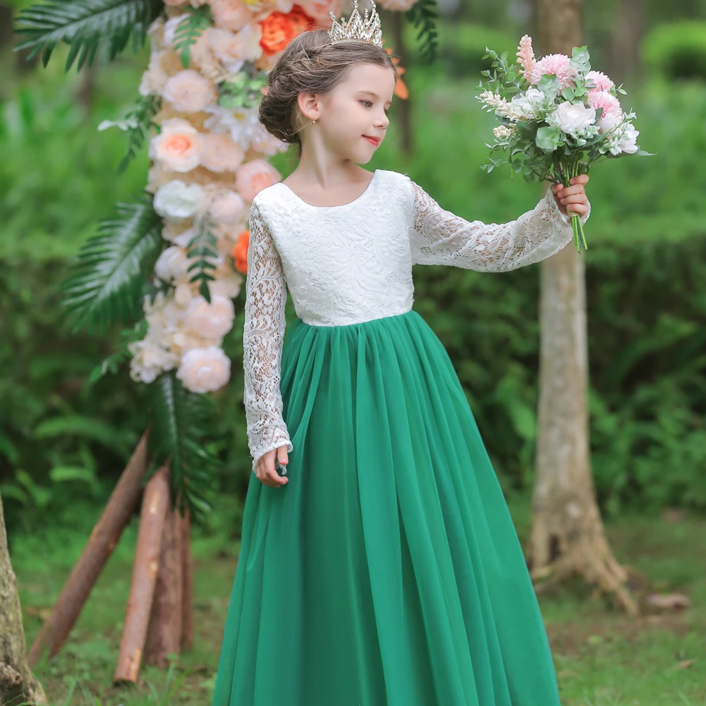 European Style Princess evening dresses for girls of 10 year old Lace children party dress Long sleeved girl wedding dress
European Style Princess evening dresses for girls of 10 year old Lace children party dress Long sleeved girl wedding dress