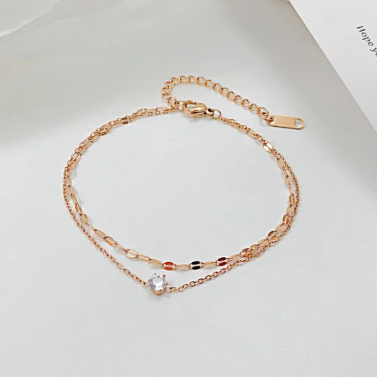 Fashion Jewelry Rose Gold Plated 316L Stainless Steel Diamond Bracelet Double Layer CZ Link Chain Bracelet
Fashion Jewelry Rose Gold Plated 316L Stainless Steel Diamond Bracelet Double Layer CZ Link Chain Bracelet