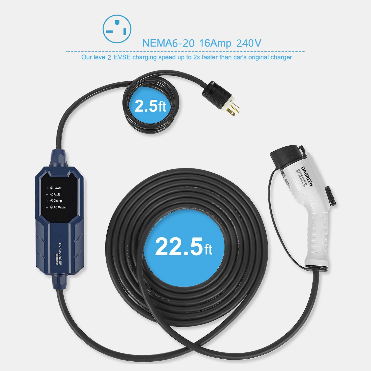 Free shipping to US Dagreen EV home charger 16A SAE J1772 Portable EV Charging Station((NEMA6-20 Plug)
Free shipping to US Dagreen EV home charger 16A SAE J1772 Portable EV Charging Station((NEMA6-20 Plug)