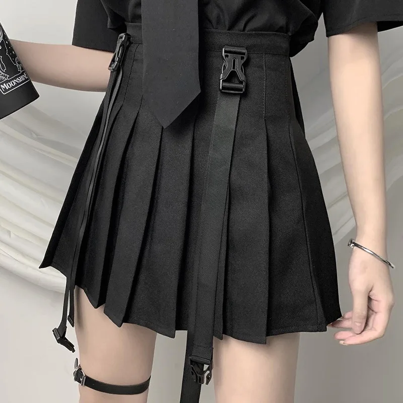 Ecowalson New Summer Women`s Solid Black Pleated Streetwear Gothic High Waist Mini Women Skirts Harajuku Grunge Strap Skirt
Ecowalson New Summer Women`s Solid Black Pleated Streetwear Gothic High Waist Mini Women Skirts Harajuku Grunge Strap Skirt