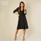 Stylish Three Quarter Sleeve A-line Chiffon Dresses Women Elegant