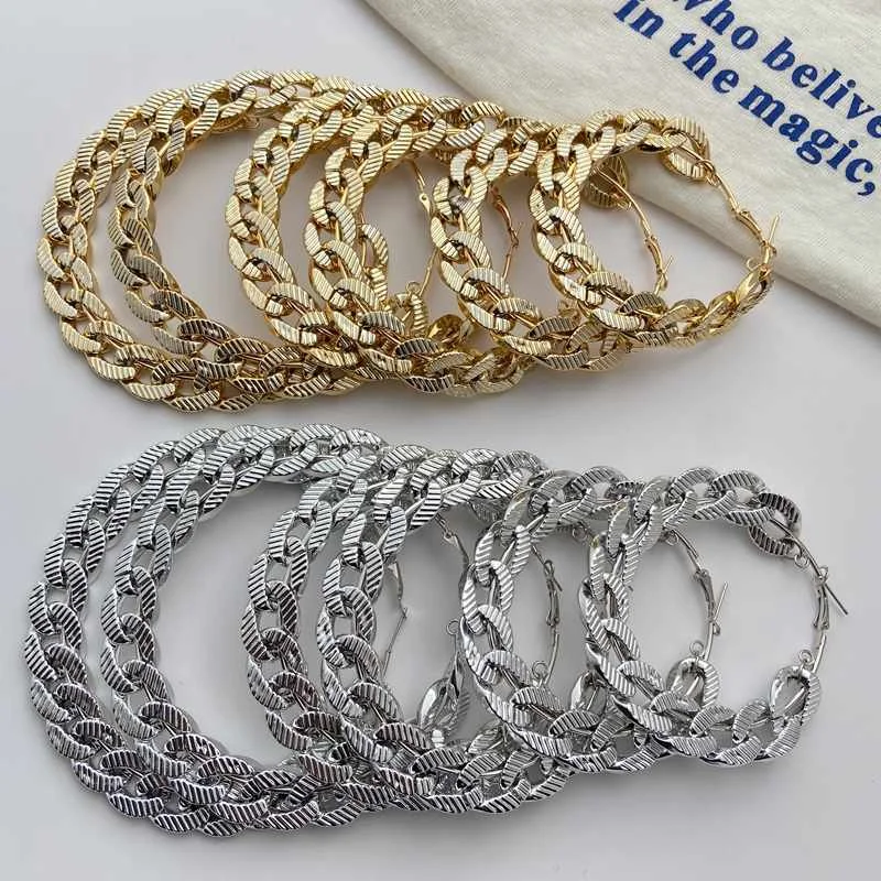 New Fashion Extra Size Big Gold and Silver Plated Chunky Link Chain Large Hoop Earrings foe Women
New Fashion Extra Size Big Gold and Silver Plated Chunky Link Chain Large Hoop Earrings foe Women