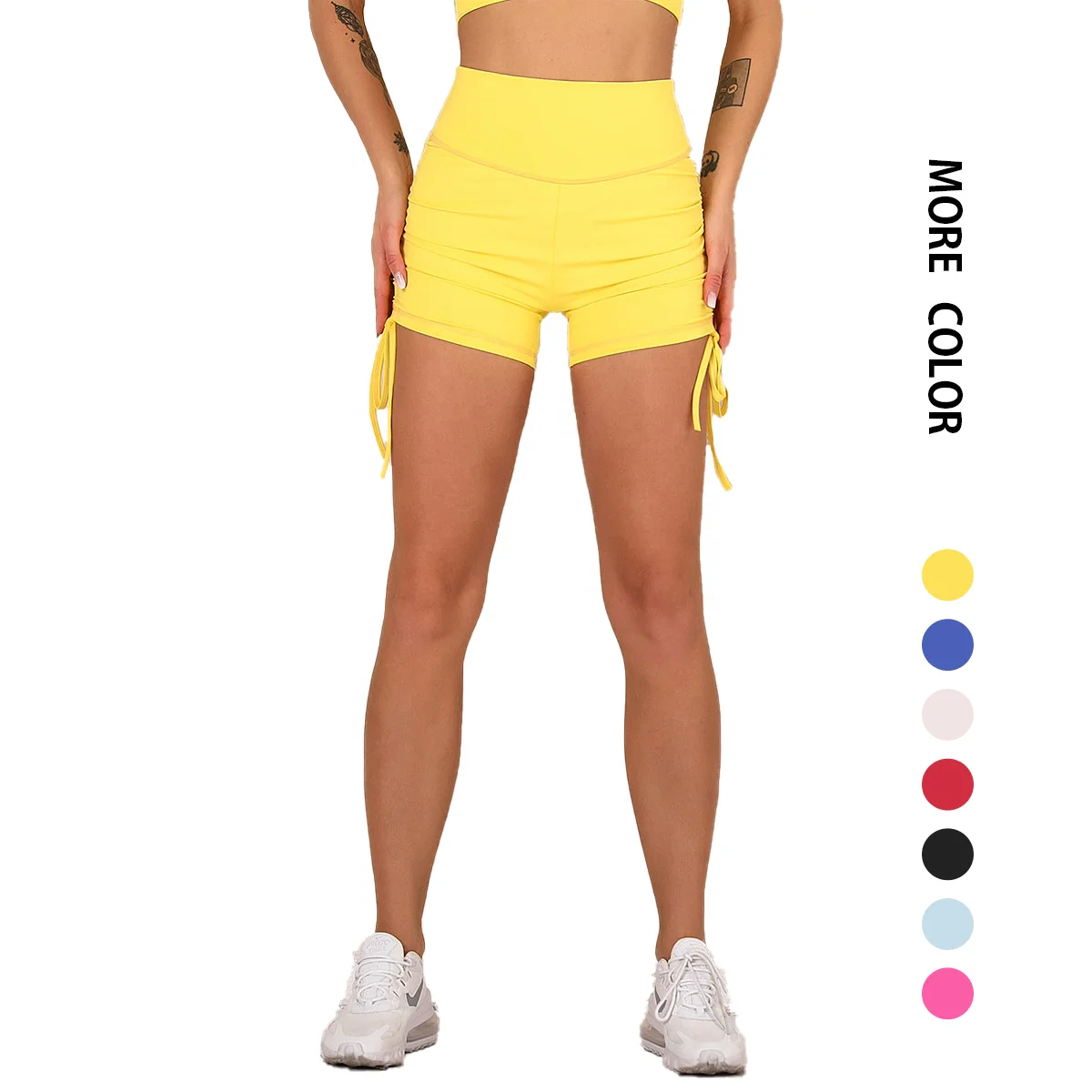 Naked feeling high waist elastic hip lifting custom yoga running shorts with drawstring
Naked feeling high waist elastic hip lifting custom yoga running shorts with drawstring