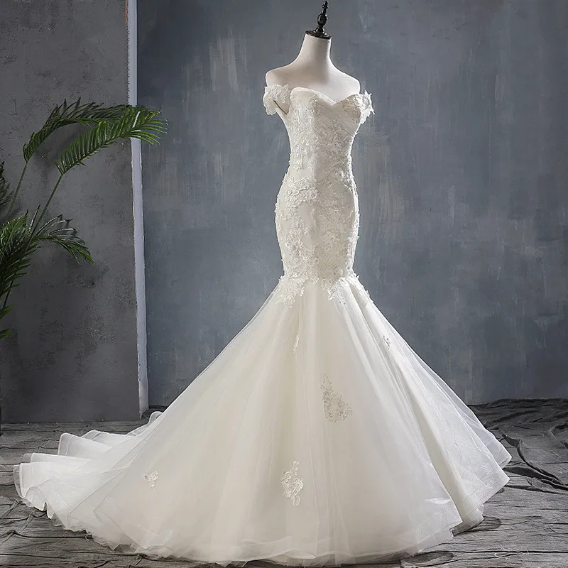 2019 New Style Beautiful 3D flower lace Fish tail wedding dress Vestido de noiva Mermaid dress, Ivory lace bridal wedding dress
2019 New Style Beautiful 3D flower lace Fish tail wedding dress Vestido de noiva Mermaid dress, Ivory lace bridal wedding dress