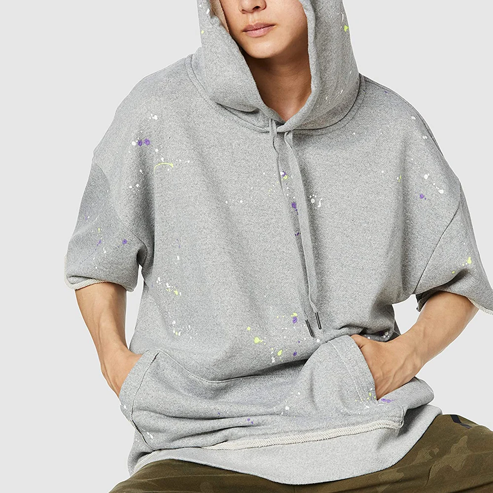 Mens Short Sleeve Blank Pullover Hoodie 100% Cotton grey High Street Personalized Graffiti Inkjet Hoodie sweater
Mens Short Sleeve Blank Pullover Hoodie 100% Cotton grey High Street Personalized Graffiti Inkjet Hoodie sweater