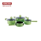 10pcs high quality forged aluminum alloy green non-stick coating cookware set for cooking