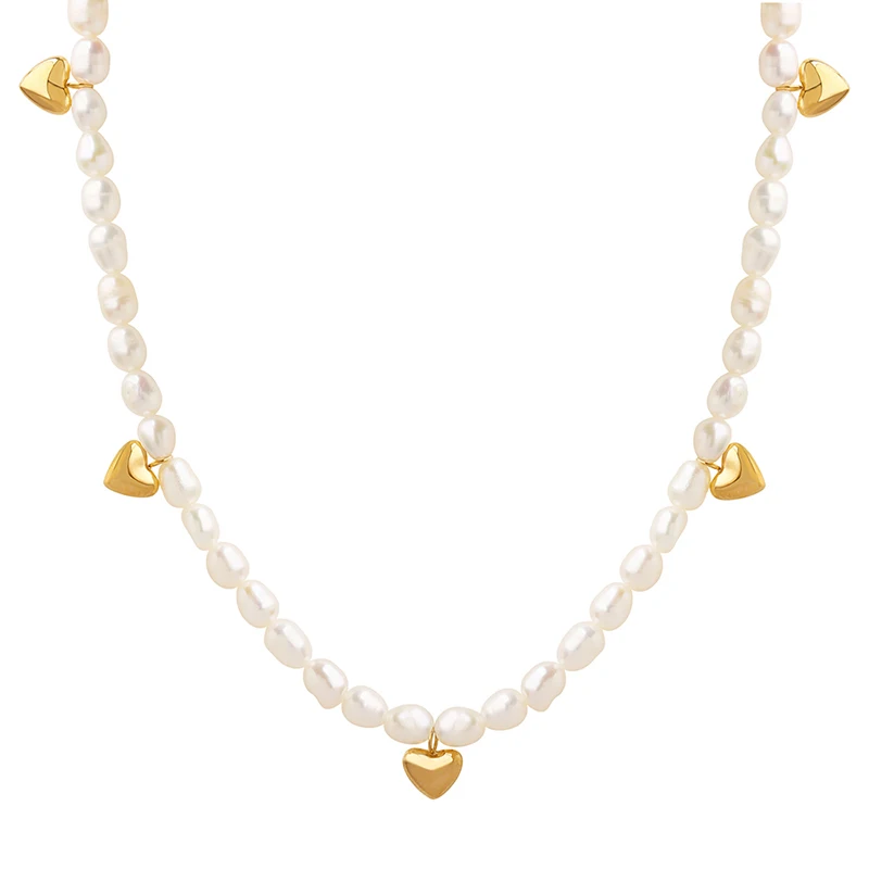 Factory Supply Heart stitching freshwater pearl chain necklace design stainless steel jewelry necklace
Factory Supply Heart stitching freshwater pearl chain necklace design stainless steel jewelry necklace