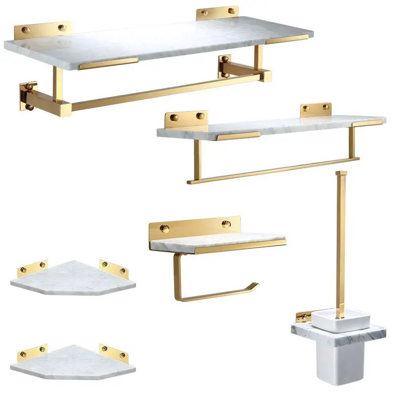 Luxury Newly Brass Marble Bathroom Accessories Set Wall Mounted Towel Rack Set, Brushed gold
Luxury Newly Brass Marble Bathroom Accessories Set Wall Mounted Towel Rack Set, Brushed gold