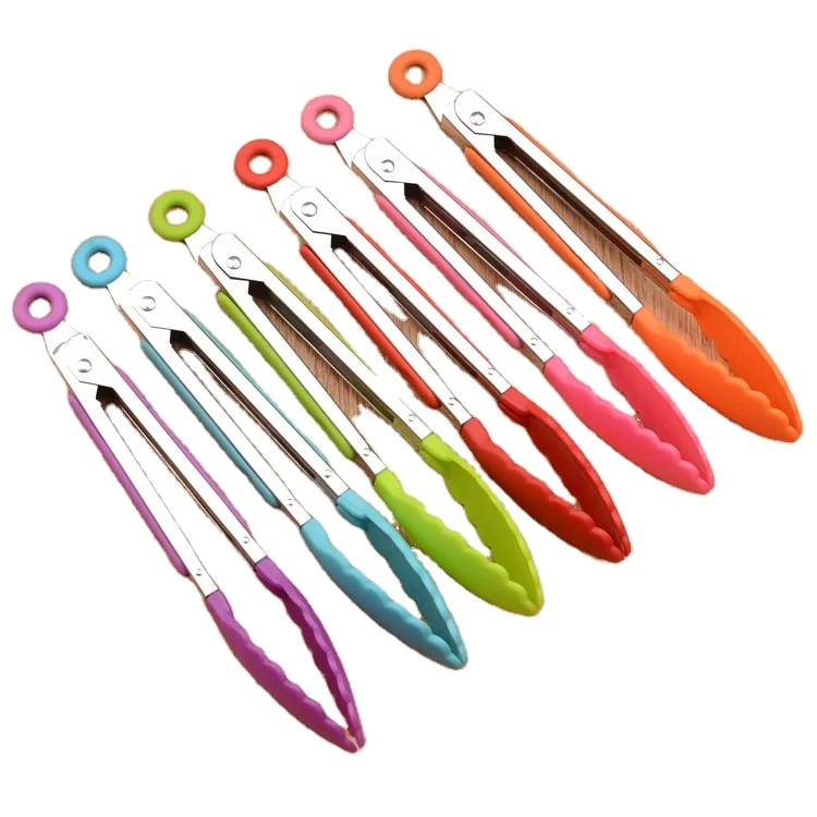 Silicone Cookware Utensil Food Clips Stainless Steel Handle Flipper Tongs, Customized 
Silicone Cookware Utensil Food Clips Stainless Steel Handle Flipper Tongs, Customized