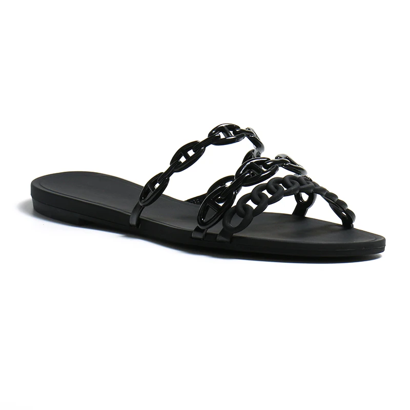 Woman's Slippers Luxury Name Brand women flats shoes Pvc Footwear Jelly Slides Three Belt PVC Slides
Woman's Slippers Luxury Name Brand women flats shoes Pvc Footwear Jelly Slides Three Belt PVC Slides