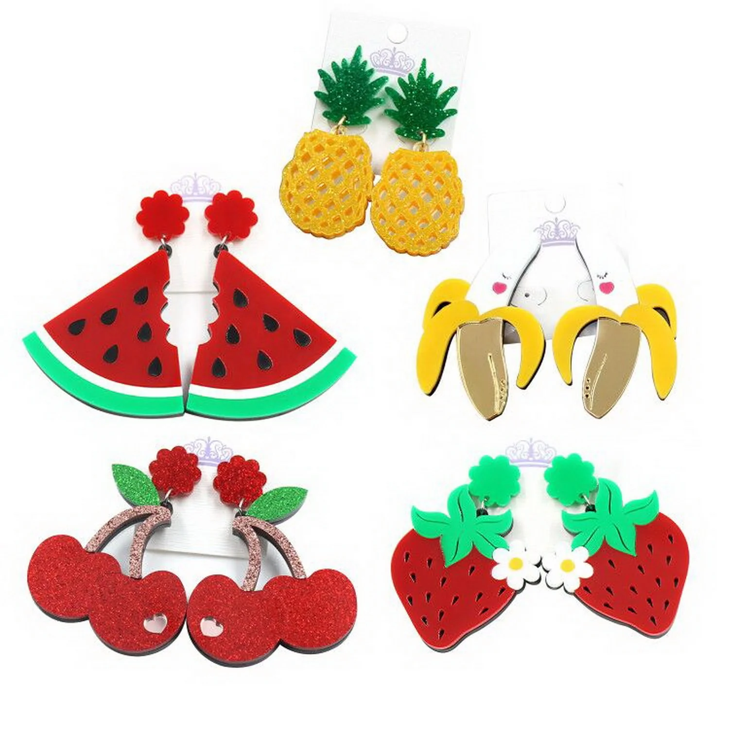 Acrylic Fruit Dangle Drop Earrings Pineapple Strawberry Acrylic Earrings Women Jewelry, As picture
Acrylic Fruit Dangle Drop Earrings Pineapple Strawberry Acrylic Earrings Women Jewelry, As picture