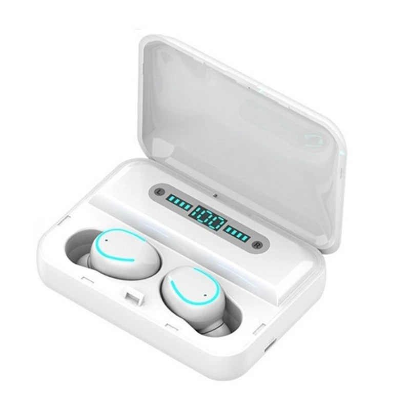 F9-5U Wireless Earphones 5.0 TWS Headphones Dazzling Light Stereo Earbuds Headset with 1200mAh LED Power Display, Black white
F9-5U Wireless Earphones 5.0 TWS Headphones Dazzling Light Stereo Earbuds Headset with 1200mAh LED Power Display, Black white