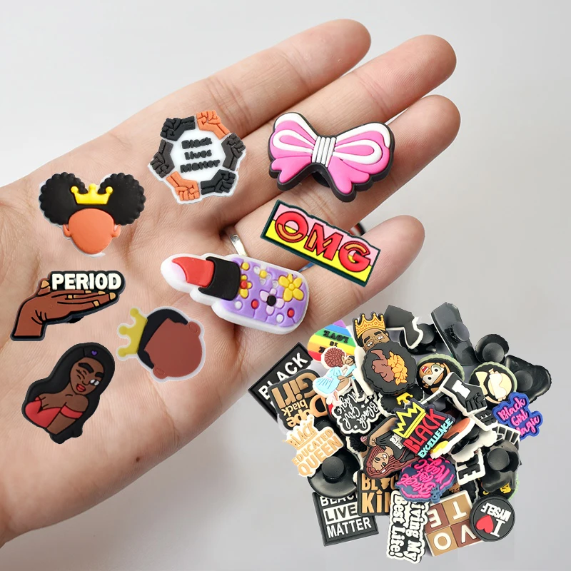 2021 Custom PVC Black Girl Magic Designer Charms Croc Shoe Charms for DIY Bracelet and Decorations
2021 Custom PVC Black Girl Magic Designer Charms Croc Shoe Charms for DIY Bracelet and Decorations