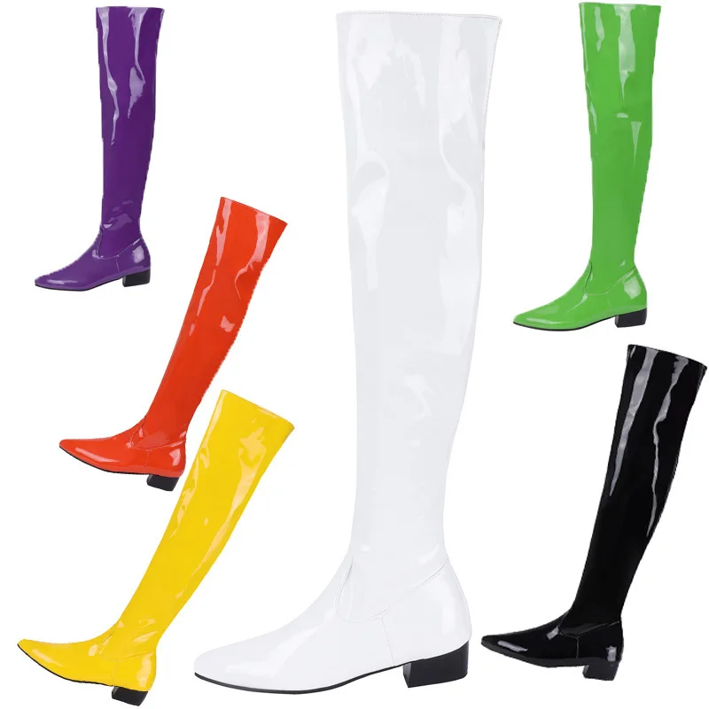 Top quality brightly colored ladies winter boot pointed toe over the knee leather boots flat heel, White/yellow/red/green/black/purple/orange
Top quality brightly colored ladies winter boot pointed toe over the knee leather boots flat heel, White/yellow/red/green/black/purple/orange