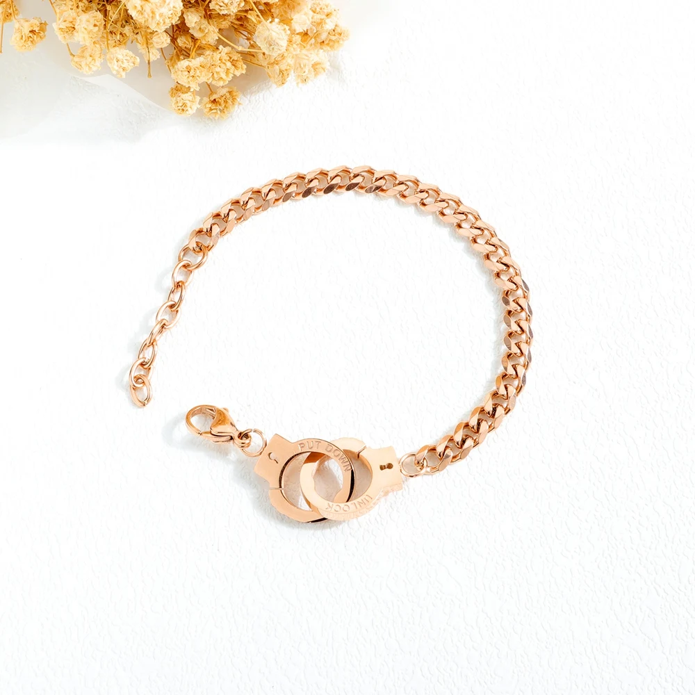 Character Special Couple Stainless Steel Handcuff Bracelet Charm bracelet, Silver/rose goldcolor
Character Special Couple Stainless Steel Handcuff Bracelet Charm bracelet, Silver/rose goldcolor