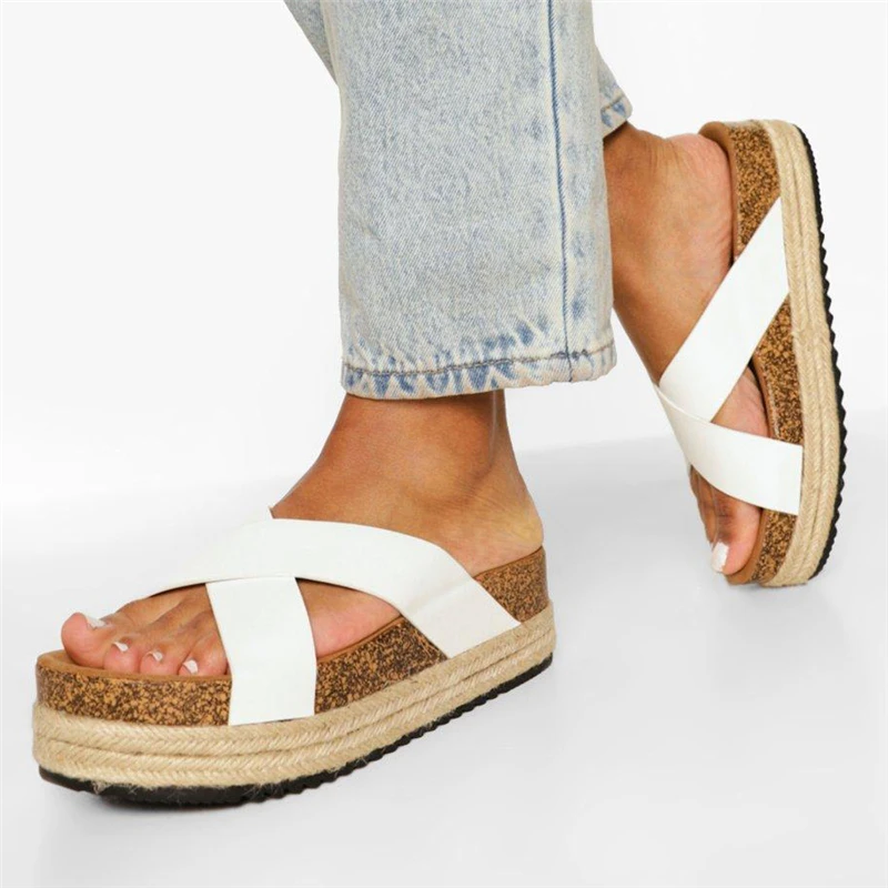 Fashion Cross Strap Slipper for Women Sandal Height Platform with Straw Summer Ladies Flat Slides Slippers Women Sandal Shoes
Fashion Cross Strap Slipper for Women Sandal Height Platform with Straw Summer Ladies Flat Slides Slippers Women Sandal Shoes