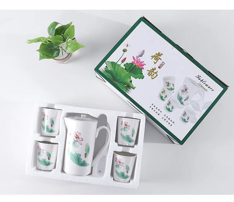 Promotional Gifts Creative Lotus One Pot Four Cup Ceramic Cold Kettle Set, As the picture show
Promotional Gifts Creative Lotus One Pot Four Cup Ceramic Cold Kettle Set, As the picture show