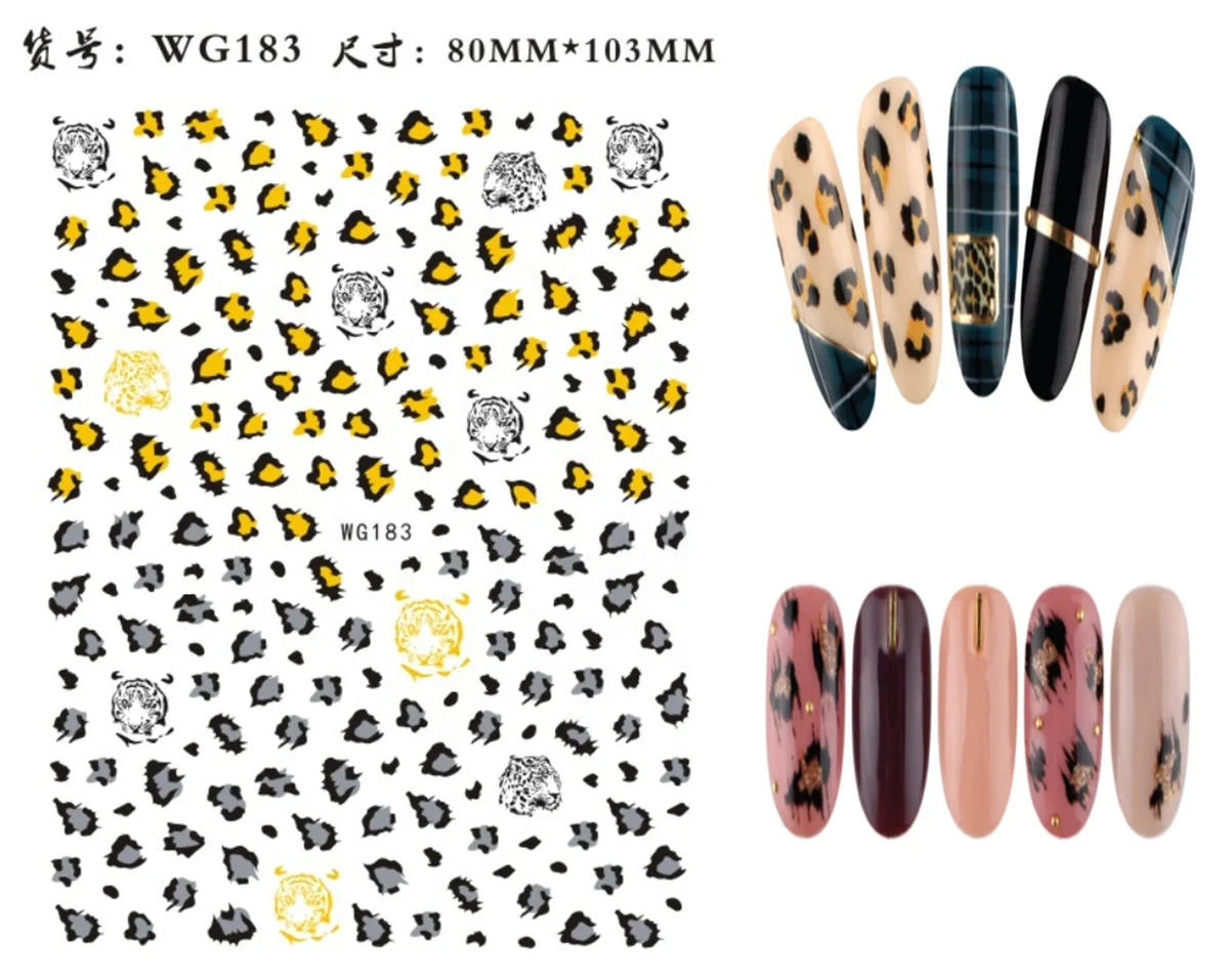 Paso Sico WG Series WG183-189 Multiple Leopard Print Plaids Patterns Colourful 3D Nail Art Stickers for Nail Supplies Decals
Paso Sico WG Series WG183-189 Multiple Leopard Print Plaids Patterns Colourful 3D Nail Art Stickers for Nail Supplies Decals