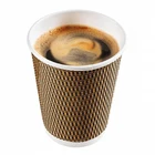 Compostable Eco Friendly Disposable Ripple Wall Hot Paper Coffee Cup With Lids