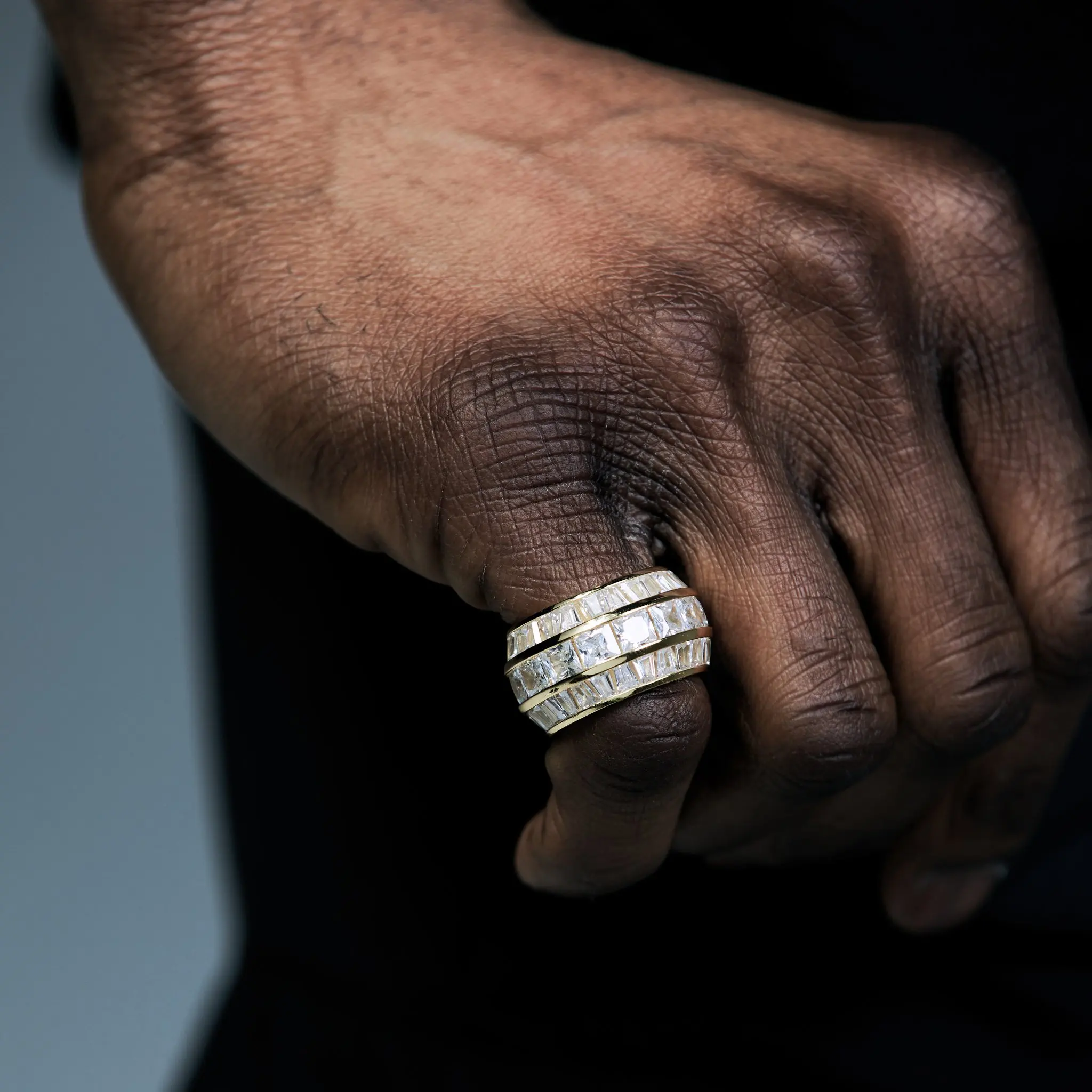 Iced out bling men engagement band Triple row cubic zirconia cz hip hop men ring, Silver
Iced out bling men engagement band Triple row cubic zirconia cz hip hop men ring, Silver