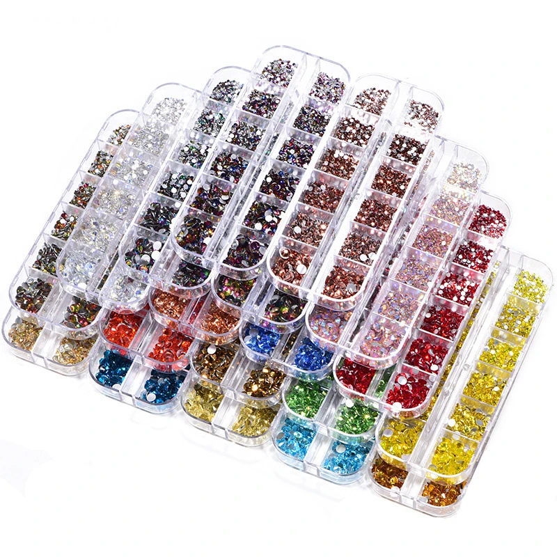 Misscheering Hot sale style glass flat bottom rhinestone 12 grid set nail art rhinestone shiny crystal nail art accessories, 34 colors
Misscheering Hot sale style glass flat bottom rhinestone 12 grid set nail art rhinestone shiny crystal nail art accessories, 34 colors