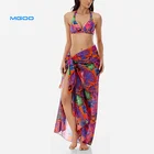 Custom Chiffon printing floral beach Sarong Pareo Cover Up Beach dress skirt Multi Wear sets