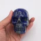 Natural Mineral Semi Precious Stone Hand Carved Realistic Lapis Crystal Skulls Carving