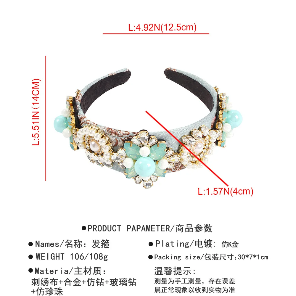 yiwu fancy flower hair pin pearl hair band seed bands velvet crystals baroque headband for girls