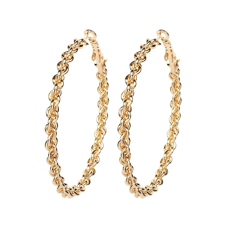 Jiushang jewelry unique long silver gold chain drop hoop earrings, Silver/gold/rose gold/black
Jiushang jewelry unique long silver gold chain drop hoop earrings, Silver/gold/rose gold/black