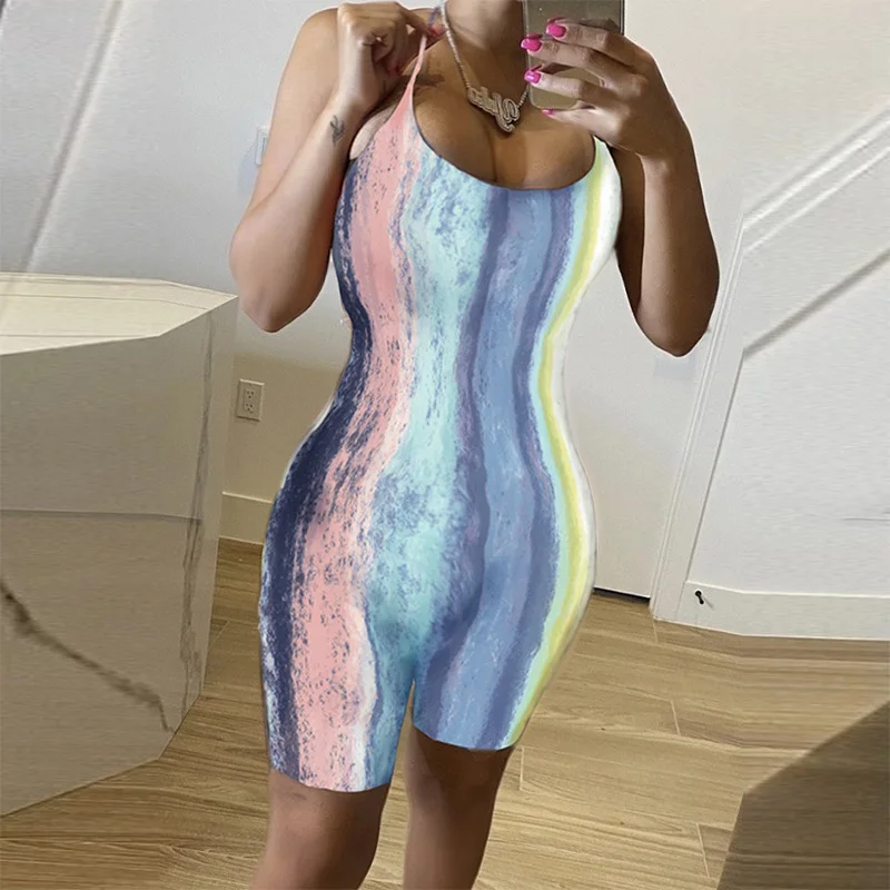 Summer Clothing Lady Colorful Tie Dye Print Sling Playsuit One Piece Short Backless Jumpsuit
Summer Clothing Lady Colorful Tie Dye Print Sling Playsuit One Piece Short Backless Jumpsuit