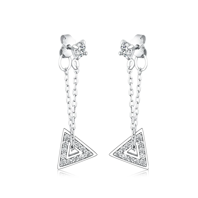 925 Sterling Silver Triangle Link Chain Cubic Zircon Stud Earring Kid Mujer Women's Brinco Ear Pendientes
925 Sterling Silver Triangle Link Chain Cubic Zircon Stud Earring Kid Mujer Women's Brinco Ear Pendientes